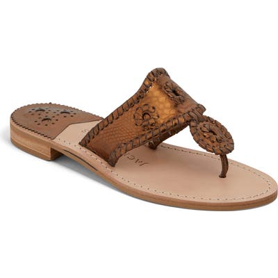 Jack Rogers Snake Embossed Flip Flop- Brown
