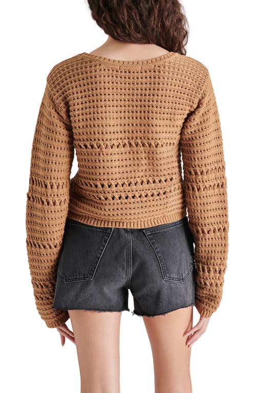 Shop Steve Madden Delicia Open Stitch Cotton Sweater In Toast