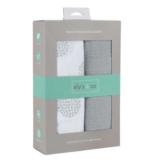 Swaddle Blanket Cotton Muslin  2 Pack In Blue Dottie/misty Blue