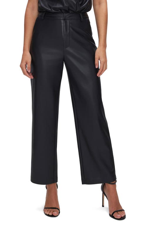 Good American Faux Leather Wide Leg Crop Trousers in Black001