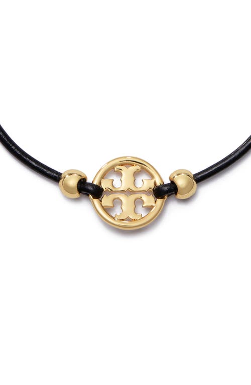 Shop Tory Burch Miller Logo Slider Bracelet In Tory Gold/black