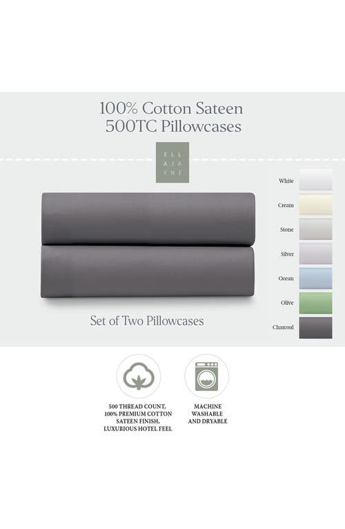 Ella Jayne Home 500 Thread Count Cotton Sateen 4-piece Sheet Set In Charcoal