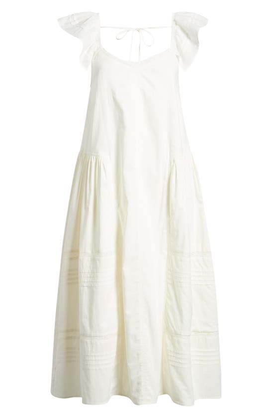 Shop Treasure & Bond Tie Back Flutter Sleeve Cotton Maxi Dress In Ivory Egret