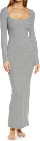 SOFT LOUNGE LONG SLEEVE DRESS | HEATHER GREY