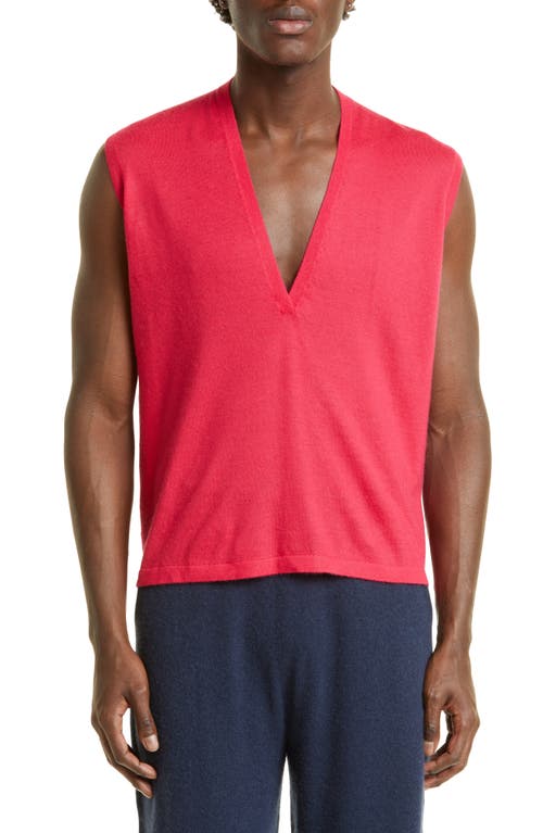 FRENCKENBERGER V-Neck Cashmere Sweater Vest in Pink