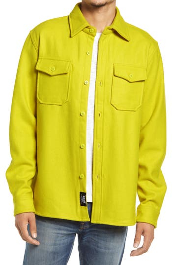 Schott Cpo Wool Blend Work Shirt In Neon
