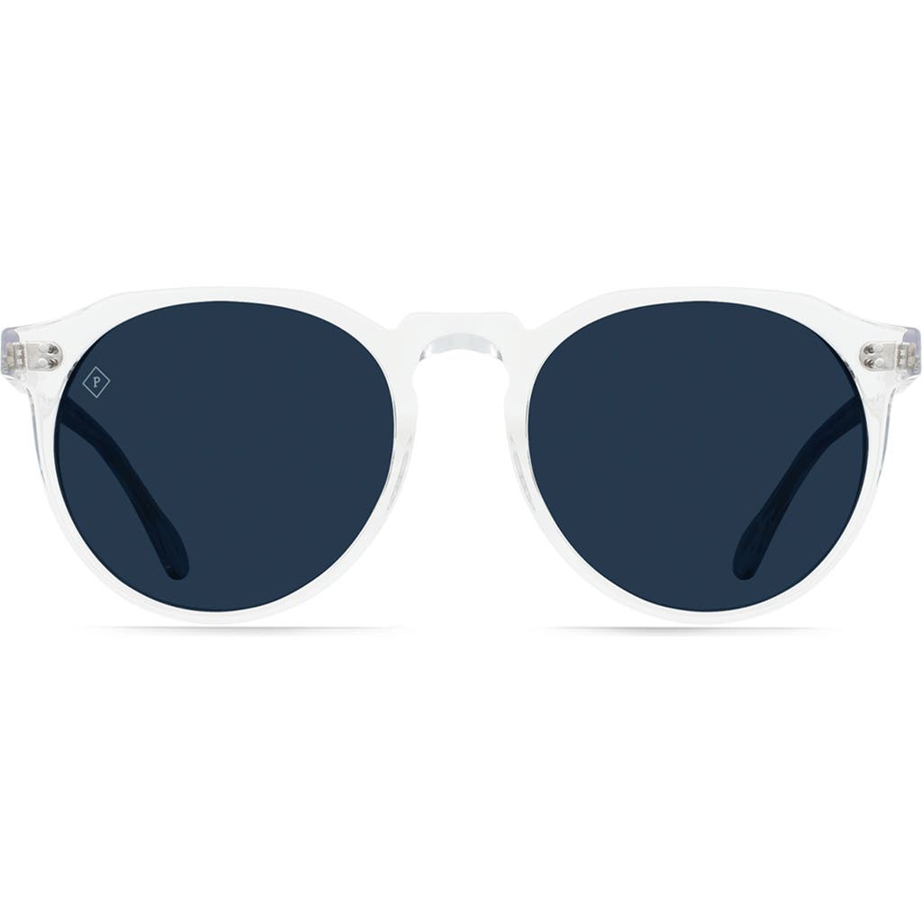 Raen Remmy 52mm Polarized Round Sunglasses In Crystal Clear/pol Blue Smoke