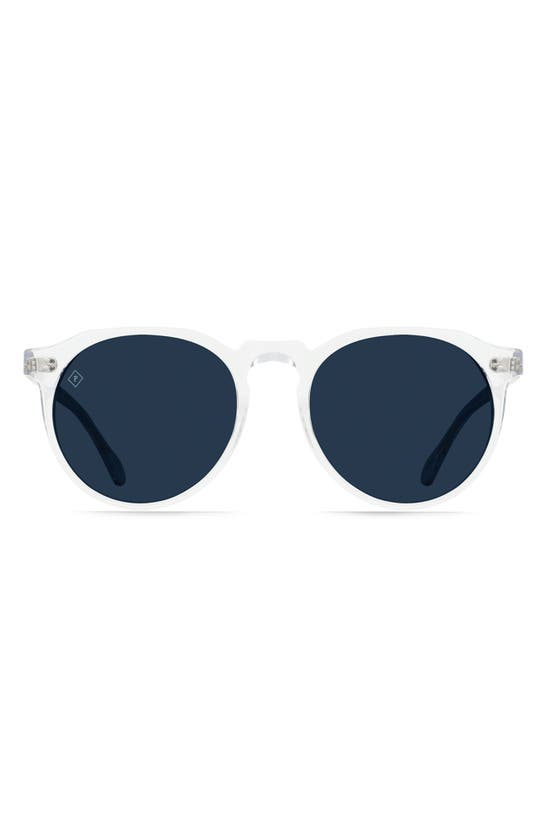 Shop Raen Remmy 52mm Polarized Round Sunglasses In Crystal Clear/ Pol Blue Smoke