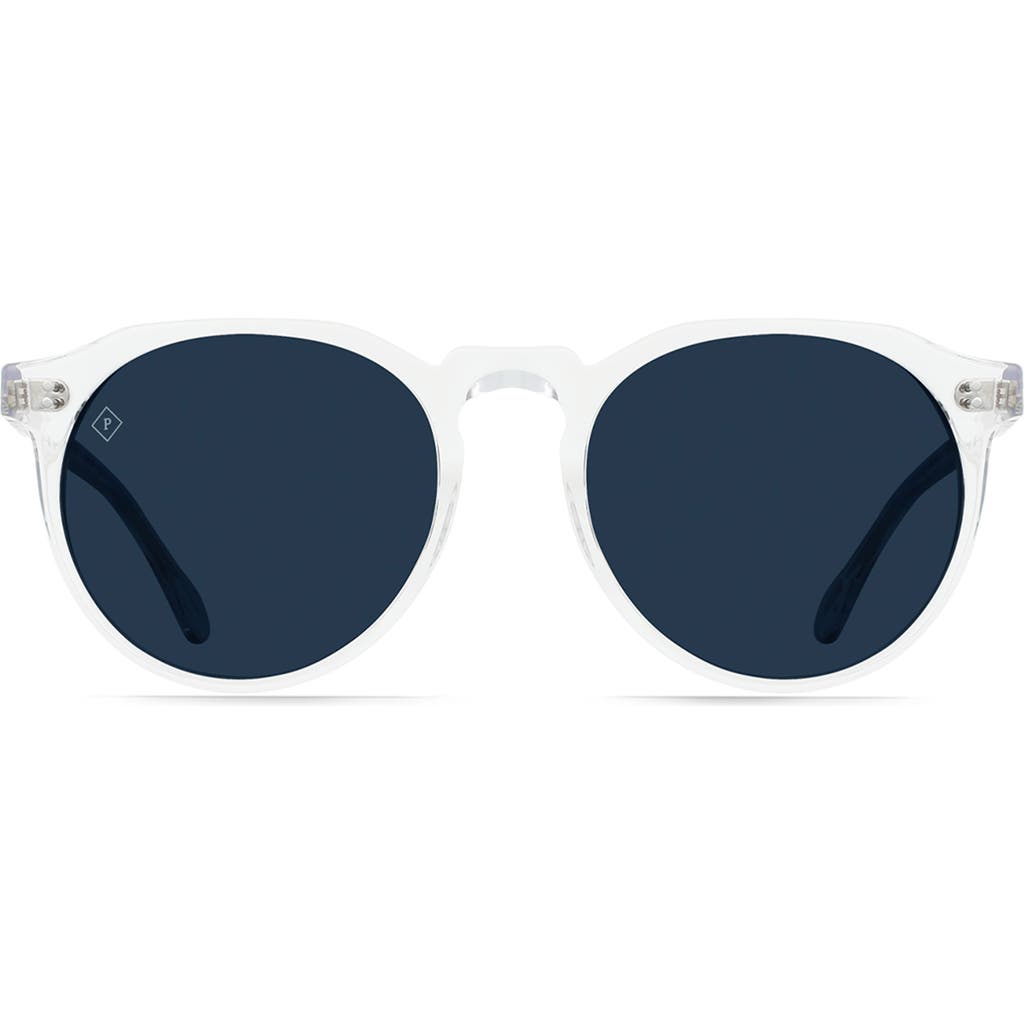 Raen Remmy 52mm Polarized Round Sunglasses In Crystal Clear/pol Blue Smoke