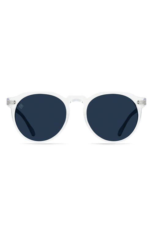 Remmy 52mm Polarized Round Sunglasses in Crystal Clear/Pol Blue Smoke