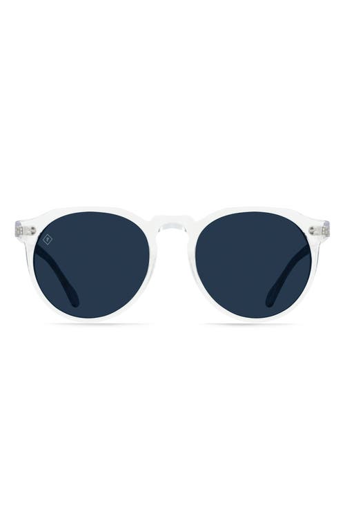 Raen Remmy 52mm Polarized Round Sunglasses In Crystal Clear/pol Blue Smoke