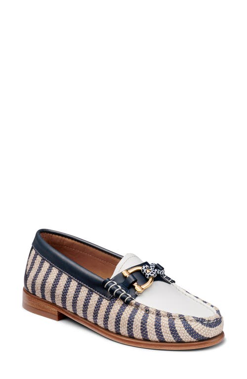G.H.BASS G. H.BASS Lilly Nautical Leather & Canvas Loafer in Navy Multi