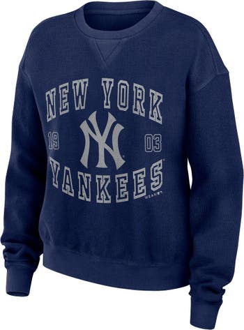 Women's Wear by Erin Andrews Navy New York Yankees Vintage Cord Pullover Sweatshirt Size: Large