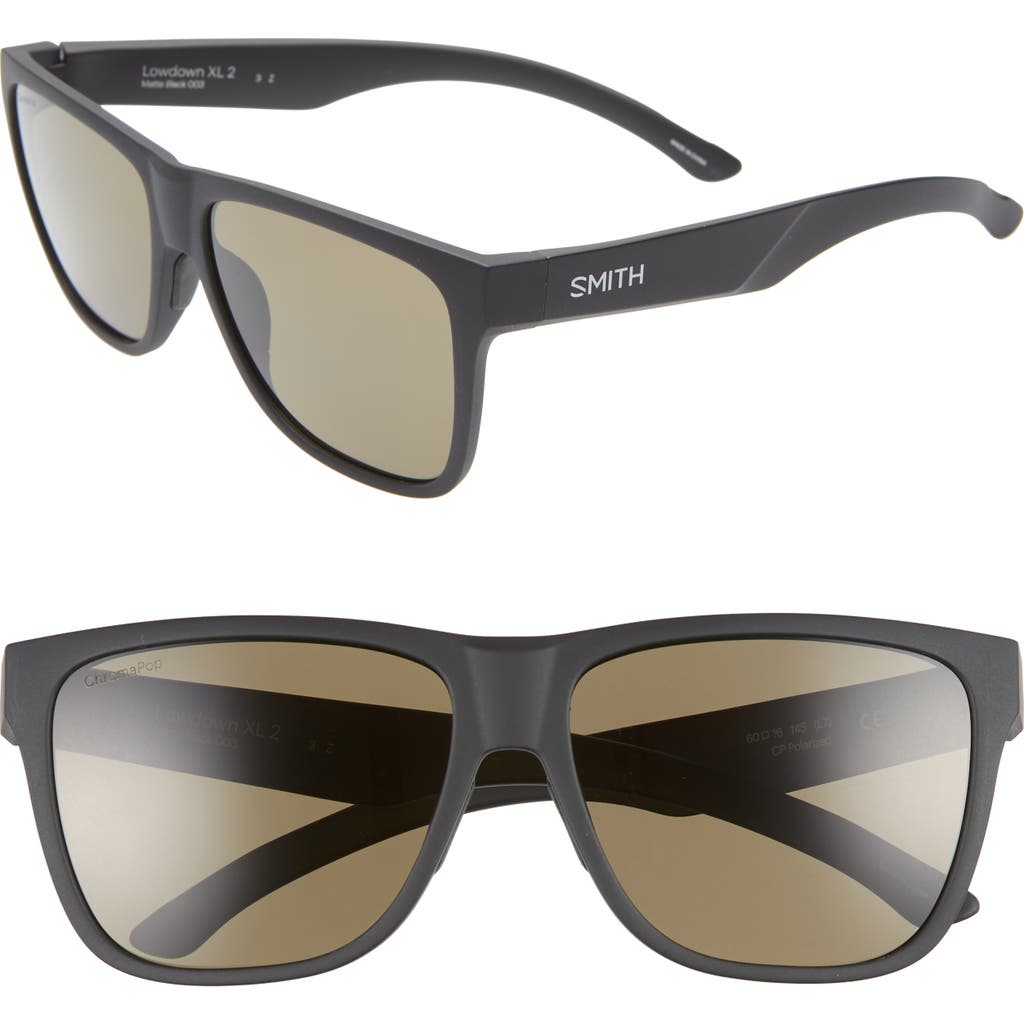 Smith Lowdown Xl 2 60mm Chromapop™ Polarized Square Sunglasses In Black