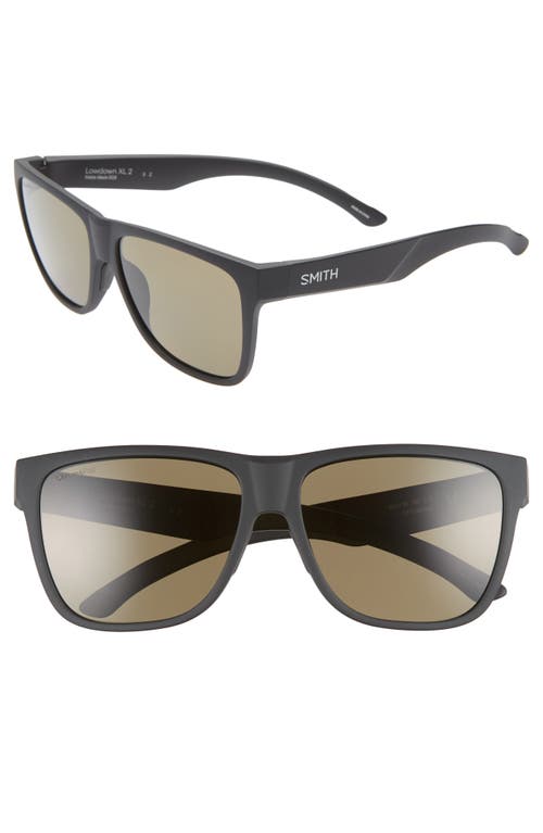 Smith Lowdown XL 2 60mm ChromaPop Polarized Square Sunglasses in Matte Black/Green at Nordstrom