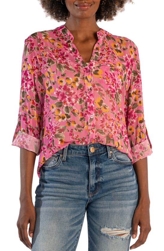 Kut From The Kloth Jasmine Chiffon Button-up Shirt In Multi
