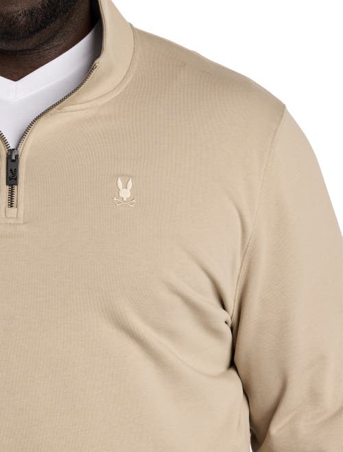 Psycho Bunny Dayton Quarter-zip Sweatshirt In Stone