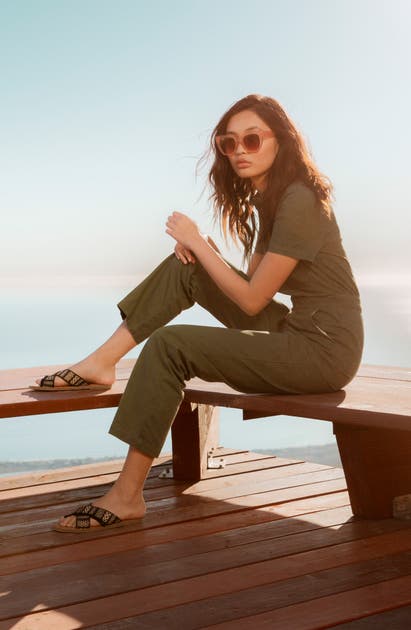 Click to view more detailed imagery on our partner's website Toms Viv Sandal In Black Geometric Fabric