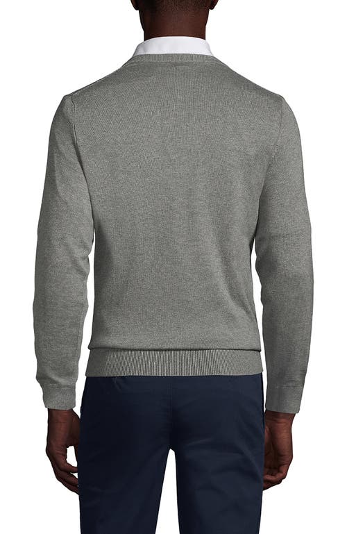 Lands' End School Uniform Cotton Modal Fine Gauge V-neck Sweater In Pewter Heather