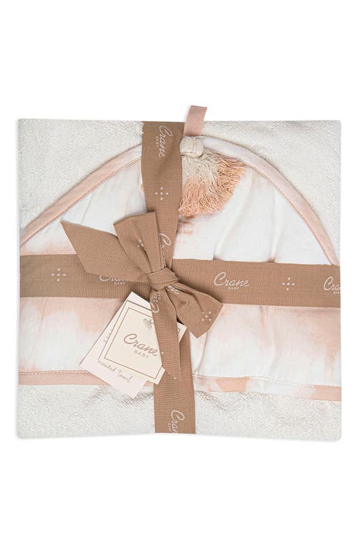 Crane Baby Hooded Cotton Baby Towel In Pink/ White