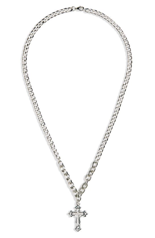 Shop Stephan & Co. Crystal Pavé Cross Pendant Necklace In Silver