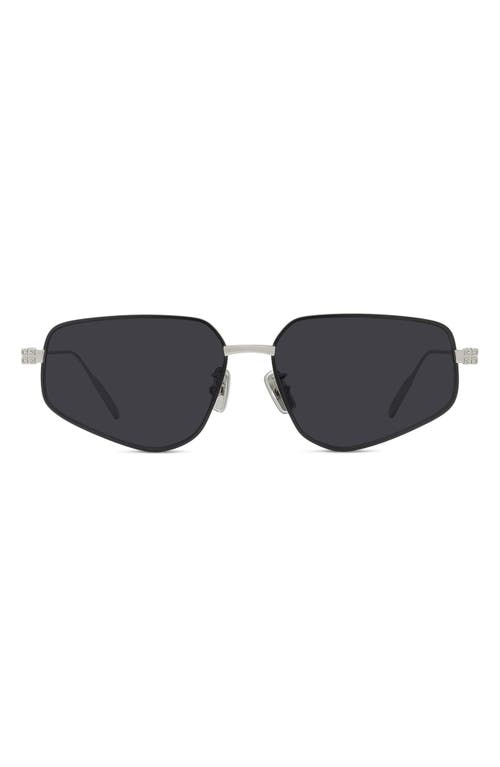 Givenchy Gv Speed Gradient Geometric Sunglasses In Shiny Palladium/smoke