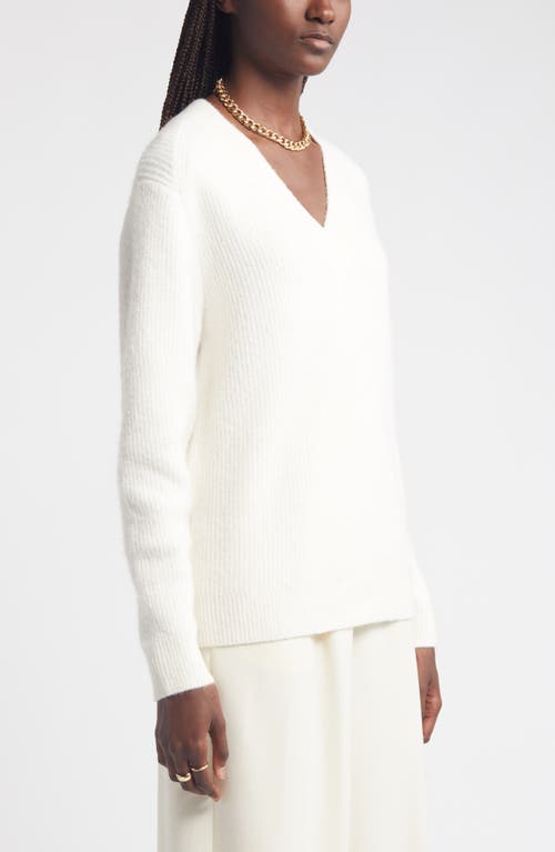 Shop Nordstrom Rib V-neck Sweater In Ivory Pristine