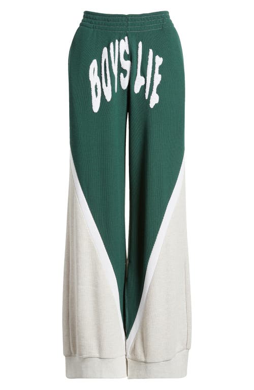 Shop Boys Lie Private School Colorblock Thermal Sweatpants In Green