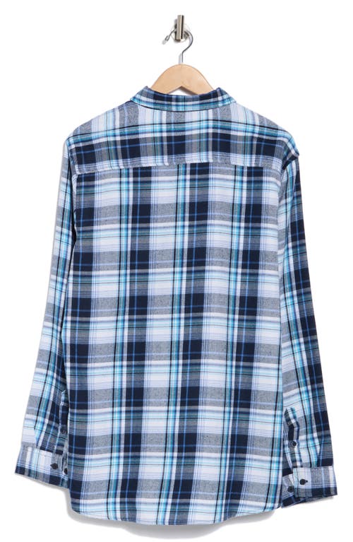 Burnside Plaid Flannel Shirt In Navy White