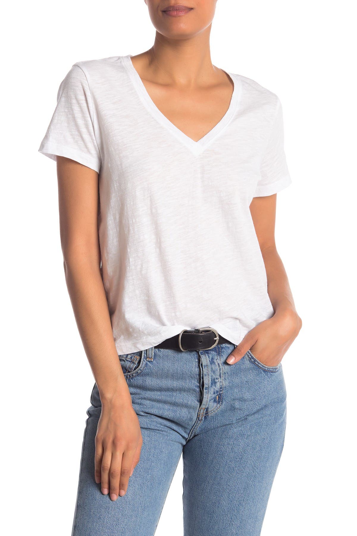 Madewell V-neck Short Sleeve T-shirt In White