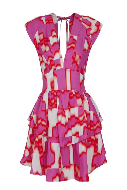 Flowy Printed Mini Dress in Multi-Colored