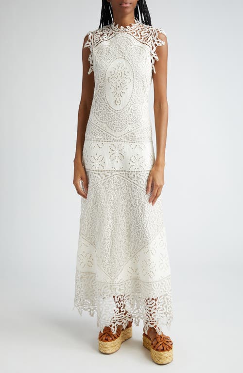 Ulla Johnson Flora Eyelet Sleeveless Linen Maxi Dress In Pristine