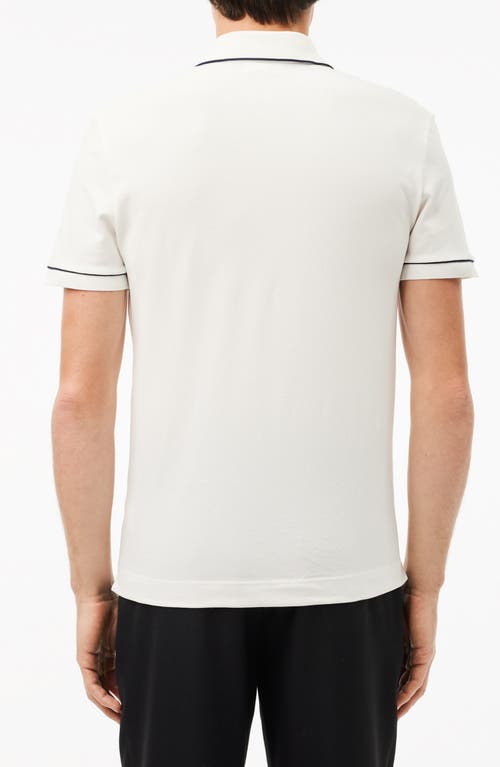 Shop Lacoste Regular Fit Tipped Piqué Polo In Flour