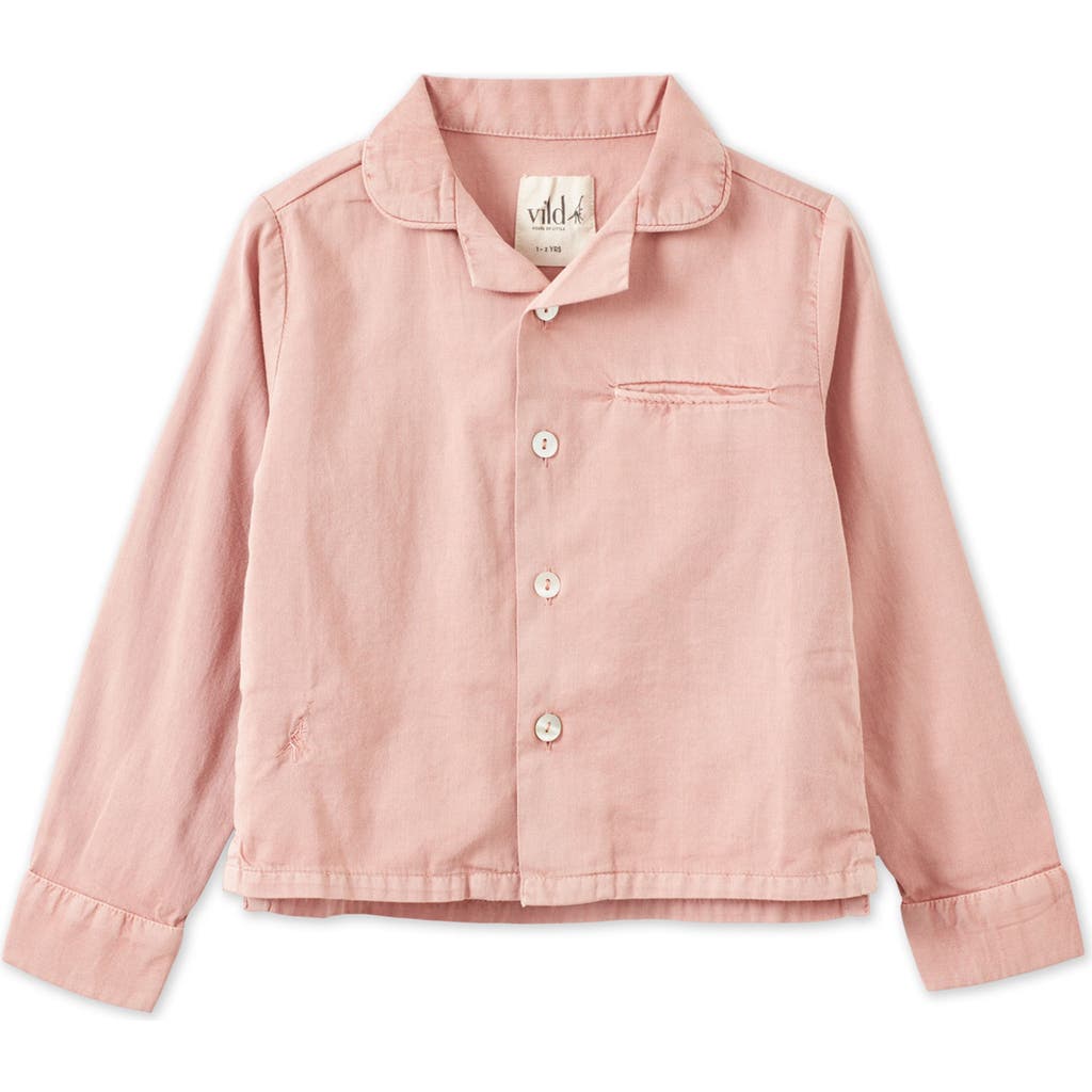Vild House Of Little Ls Organic Cotton Woven Collared Shirt In Pink Quartz