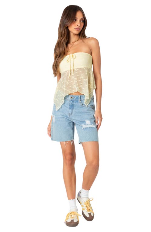 EDIKTED EDIKTED EMBROIDERED SHEER STRAPLESS TOP