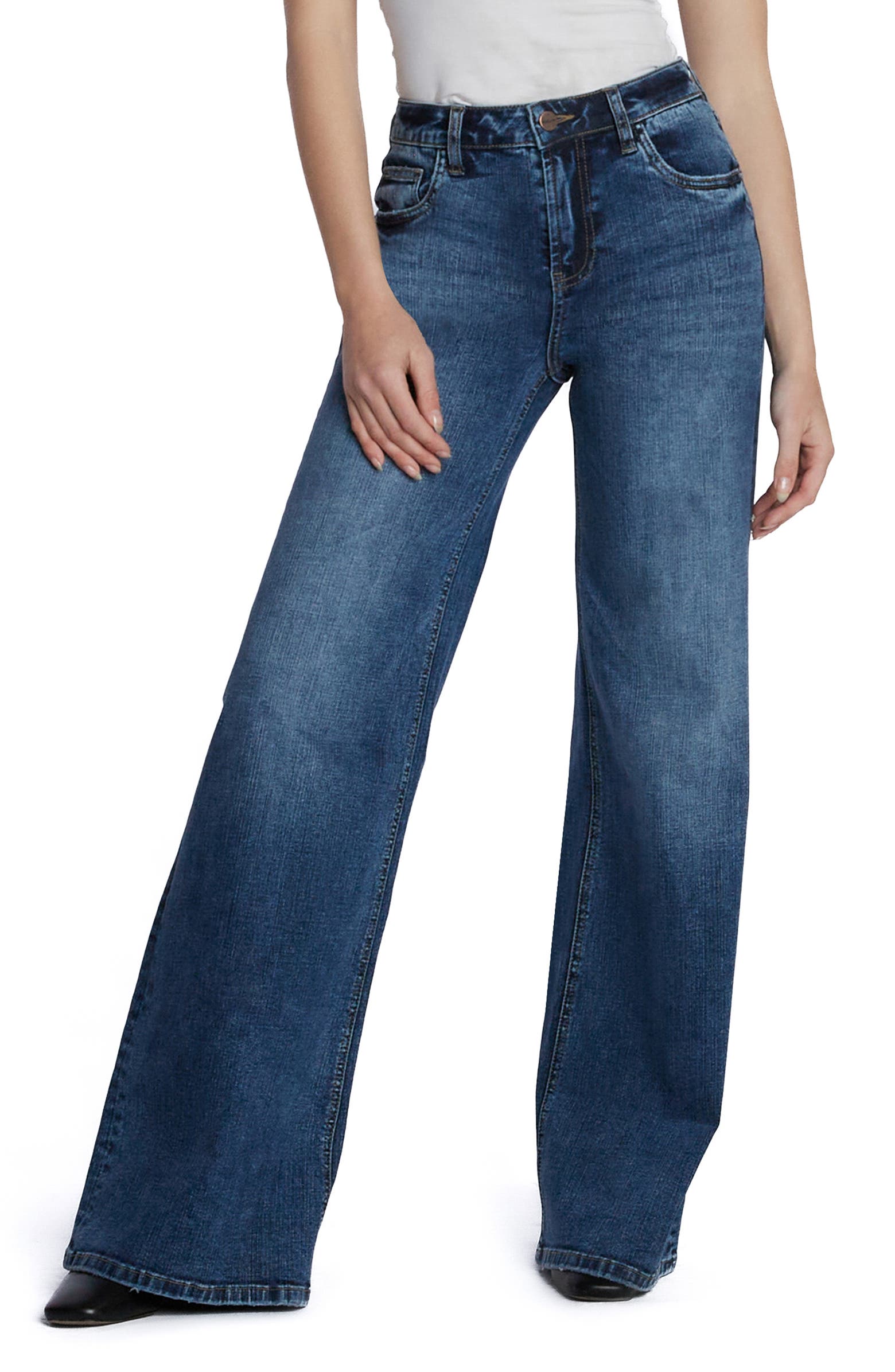 HINT OF BLU Myra Mid Rise Wide Leg Jeans | Nordstrom