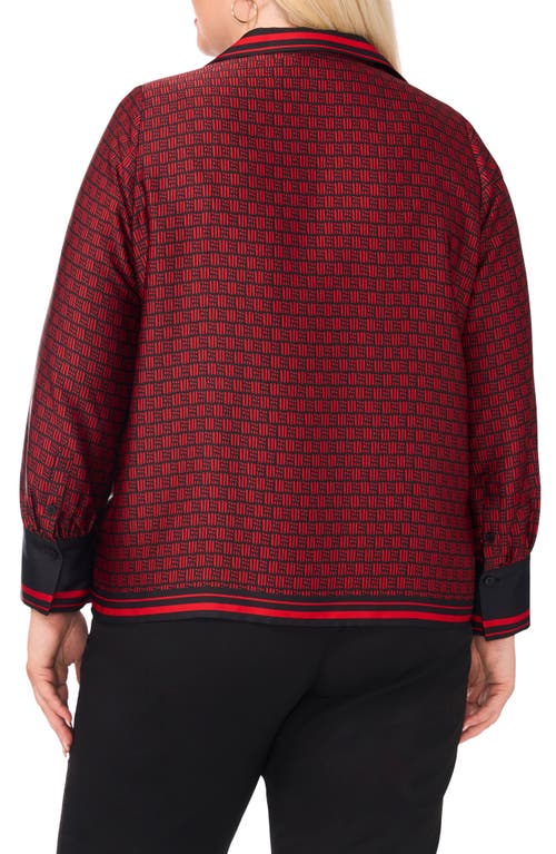 Shop Halogenr Halogen(r) Border Print Button-up Shirt In Rich Black/red