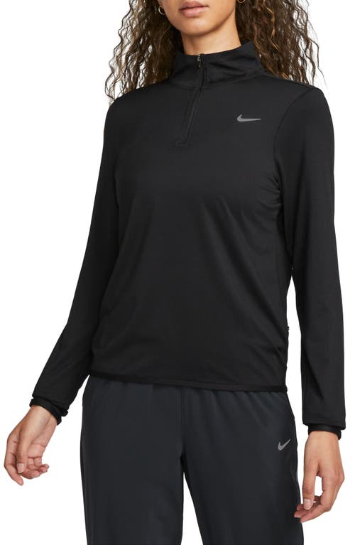 Nike Dri-fit Swift Element Uv Quarter Zip Running Pullover In Black/reflective Silv