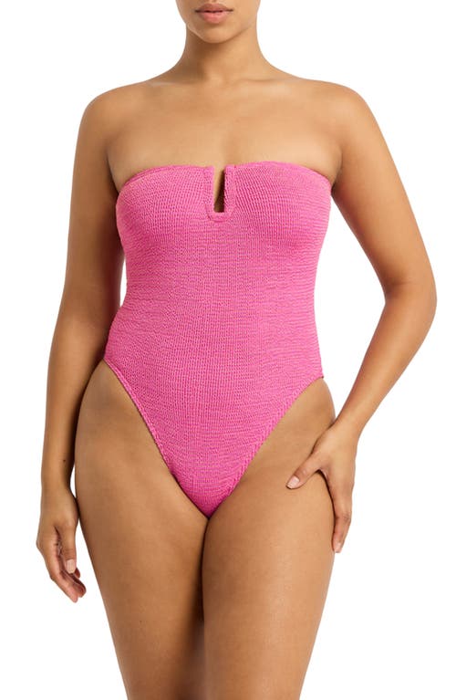 Shop Bondeye Bond-eye Blake Strapless U-bar One-piece Swimsuit In Wild Berry Lurex