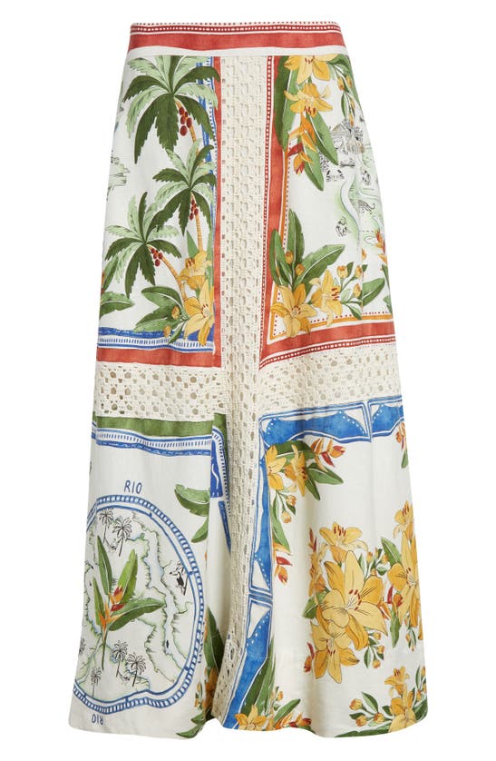 Shop Farm Rio Tropical Destination Linen Blend Skirt In Off-white