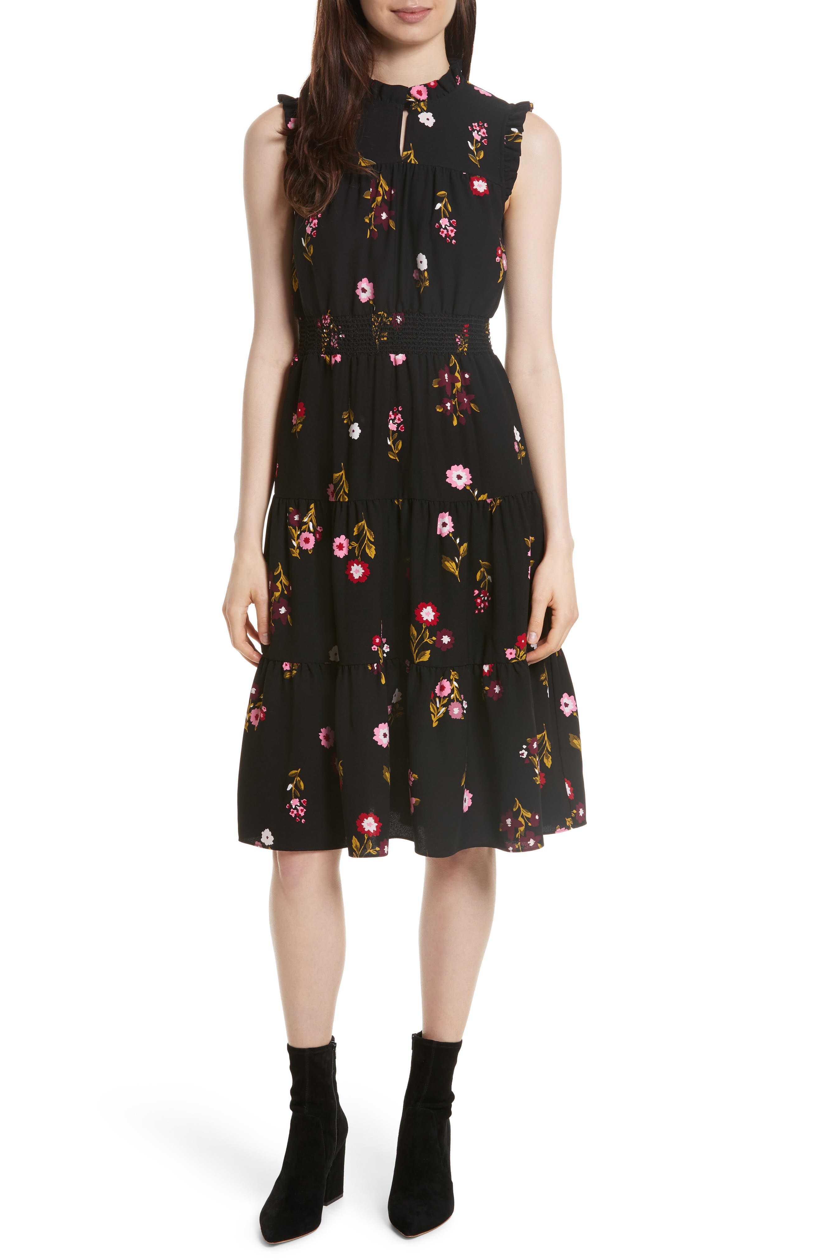 kate spade smocked clip midi dress