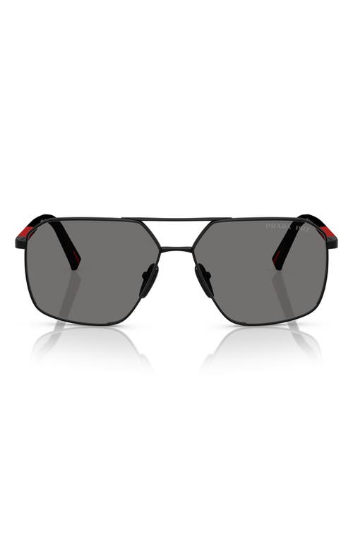 Shop Prada 60mm Polarized Pilot Sunglasses In Matte Black