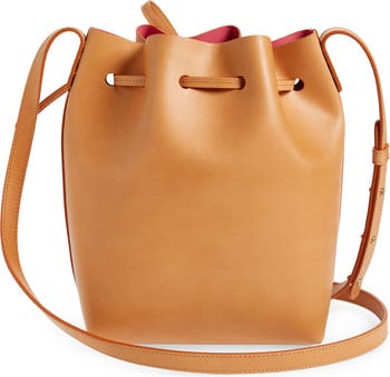 Mansur Gavriel Mini Leather Bucket Bag in Cammello Dolly