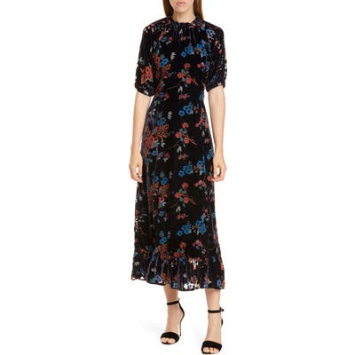 Sea Mari Floral Velvet Midi Dress