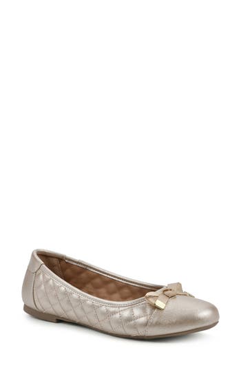 White Mountain Footwear Seaglass Quilted Ballet Flat In Gold/metallic