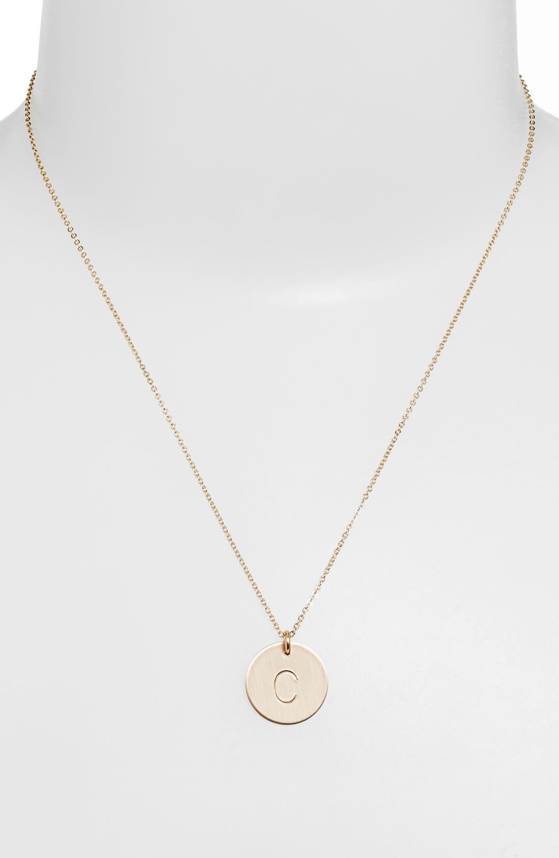 14k gold disc monogram necklace