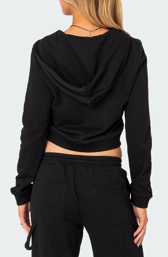 Shop Edikted Annalise Zip-up Cotton Hoodie In Black