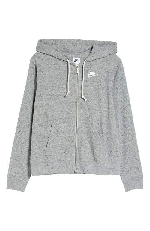 Shop Nike Gym Vintage Hoodie Jacket In Dk Grey Heather/white