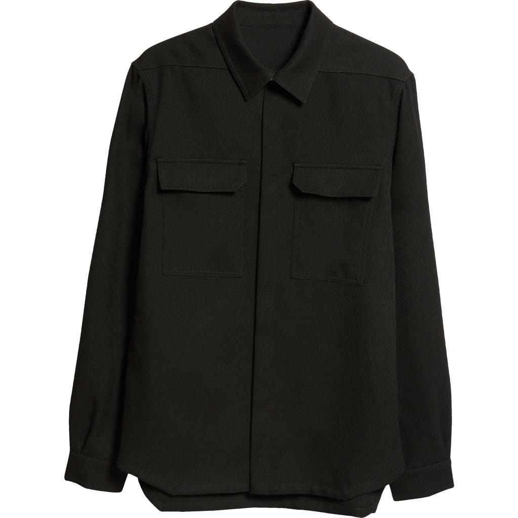 Rick Owens Wool Button-up Shirt In Black