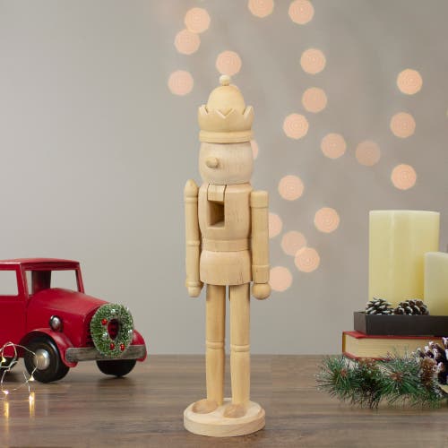 Northlight 14.75" Unfinished Paintable Wooden Christmas Nutcracker With A Crown In Ivory
